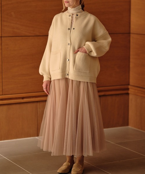 フォクシー ニットジャケット ノーカラー ブラウン 38 レディース　C894 WEB限定カラー】フォックスウールニットジャケット(ニット)｜トップス