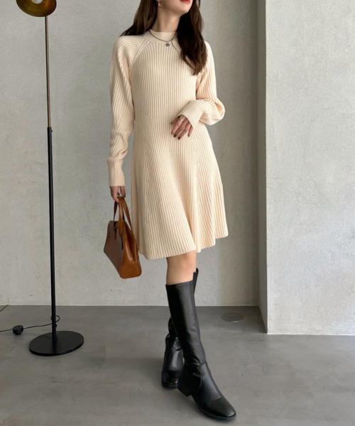 Ada. ワンピース ぷちハイネック ラグラン ミニワンピース : ZOZOTOWN