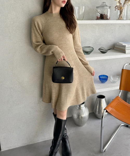 Ada. ワンピース ぷちハイネック ラグラン ミニワンピース : ZOZOTOWN