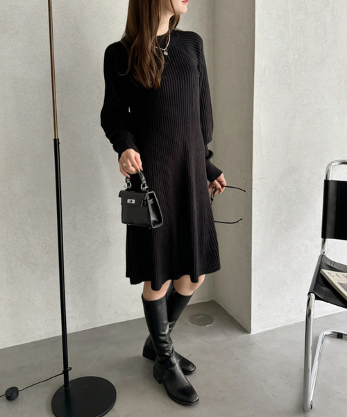 Ada. ワンピース ぷちハイネック ラグラン ミニワンピース : ZOZOTOWN