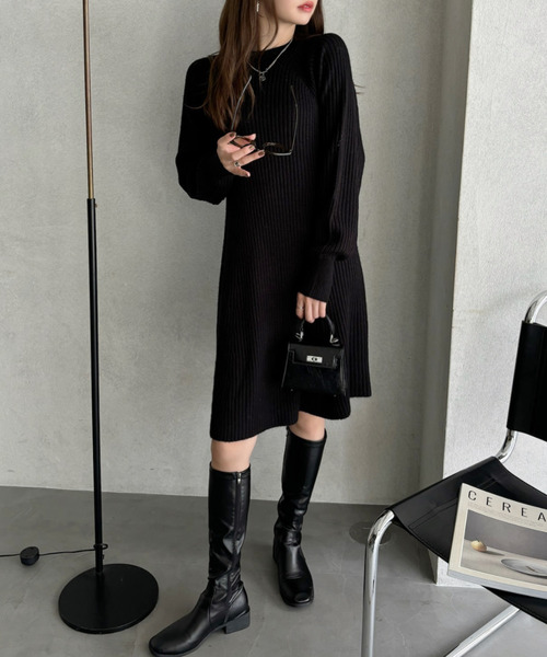 Ada. ワンピース ぷちハイネック ラグラン ミニワンピース : ZOZOTOWN