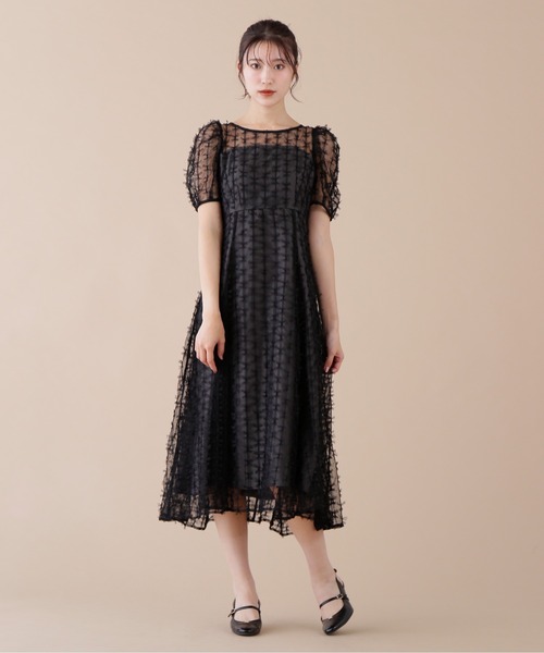 未使用JILL by JILLSTUART チュールフレアワンピース ブラック JILL by JILL STUART（ジルバイジルスチュアート） ワンピース リボン