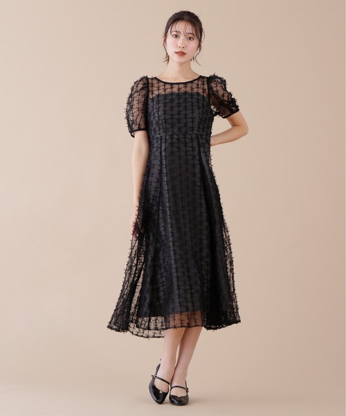 未使用JILL by JILLSTUART チュールフレアワンピース ブラック JILL by JILL STUART（ジルバイジルスチュアート） ワンピース リボン
