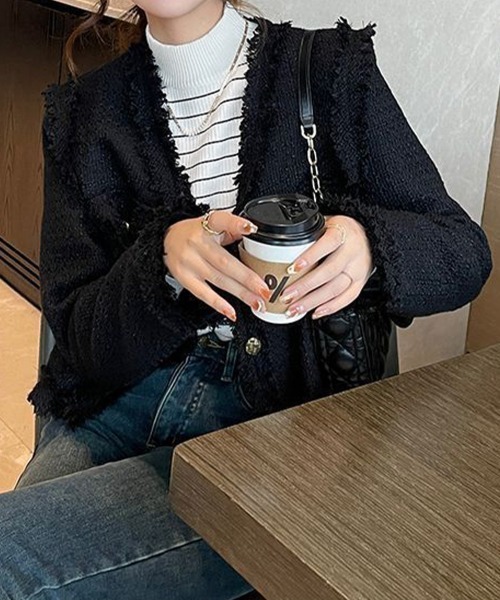 miniministore ニット セーター 裏微起毛ニットトップスボーダー
