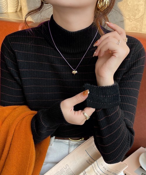 miniministore ニット セーター 裏微起毛ニットトップスボーダー
