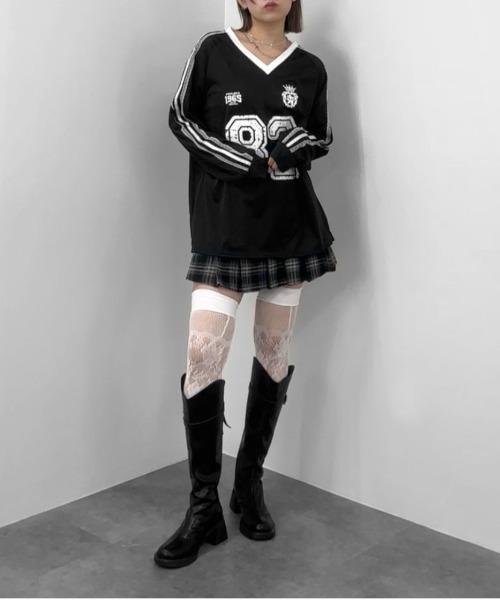 jiasecond. 靴下 「jiasecond.」花柄メッシュニットニー