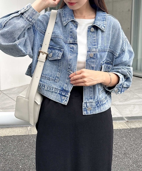 andme デニムジャケット gジャン オーバーサイズショート丈