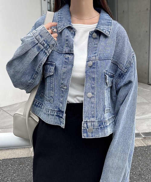 andme デニムジャケット gジャン オーバーサイズショート丈