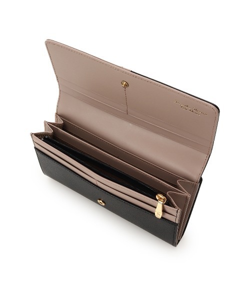 【未使用】4℃ フラップ長財布 レザー バイカラー ベージュ　ベルトデザイン Samantha Thavasa Petit Choice 財布 バイカラーフロントベルト