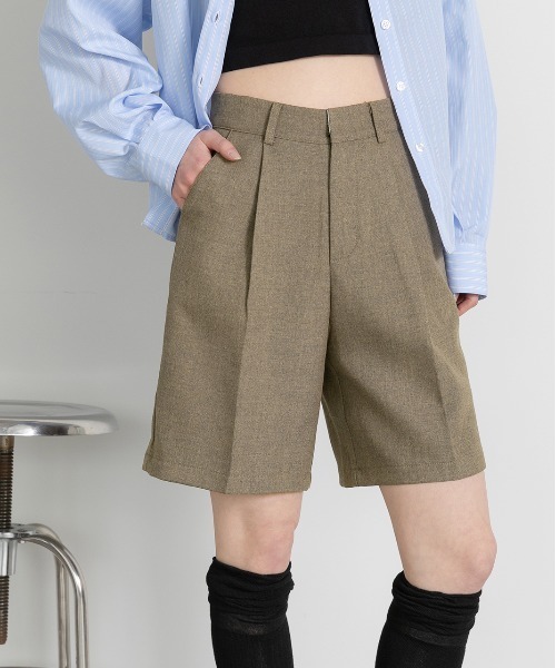 ad thie（アドティエ） ハーフパンツ パンツ 短パン タック ハーフ