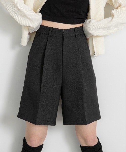 ad thie（アドティエ） ハーフパンツ パンツ 短パン タック ハーフ