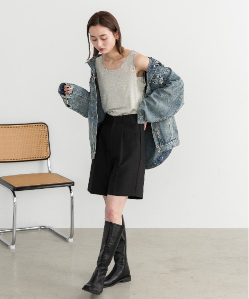 ad thie（アドティエ） パンツ タック ハーフパンツ レディース