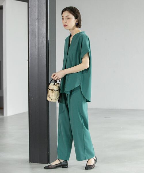 リネンパンツ　 アップルグリーン b5b4fc8f4028d11e9a65a85a391548