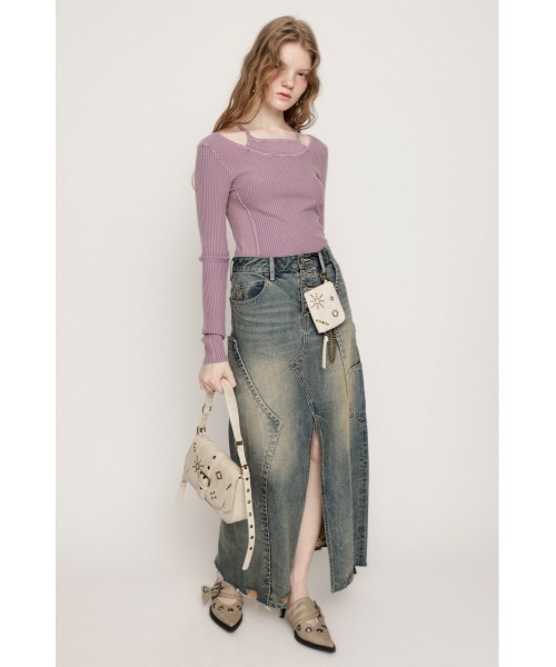ニット セーター LAYER WASHED KNIT TOPS レイヤー ウォッシュド ニット トップス レディース SLY ニット セーター LAYER WASHED KNIT TOPS レイヤー