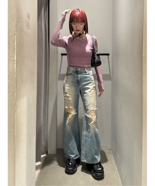 SLY ニット セーター LAYER WASHED KNIT TOPS レイヤー