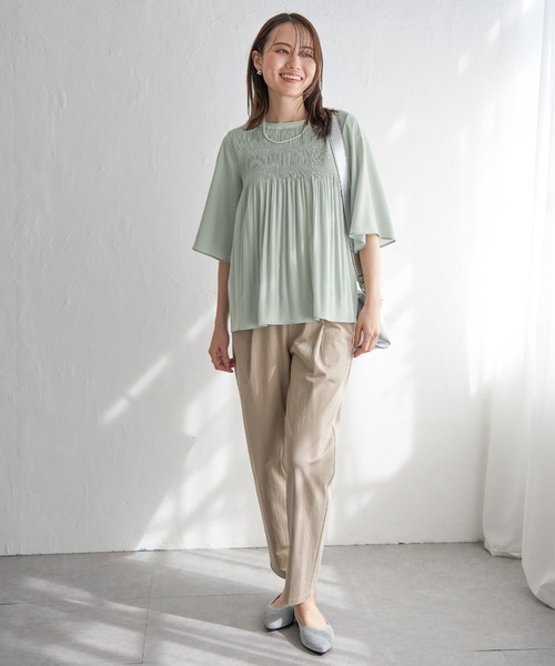 マカ48 プリーツプリーズ 半袖ブラウス ホワイト サイズ3 PLEATS PLEASE プリーツプリーズ イッセイミヤケ PP63-JK584
