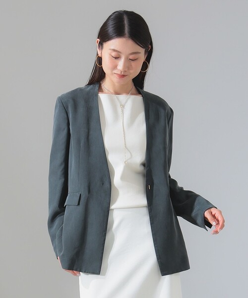 ■専用■美品 デミルクス ビームス 3,5万 リネン100%ノーカラージャケット Demi-Luxe BEAMS（デミルクス ビームス）の「Demi-Luxe BEAMS