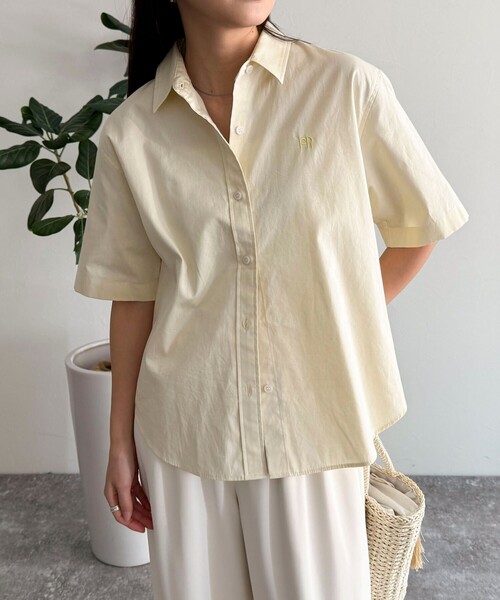 ブラウス シャツ FR刺繍半袖シャツ レディース fredy emue ブラウス シャツ FR刺繍半袖シャツ レディース