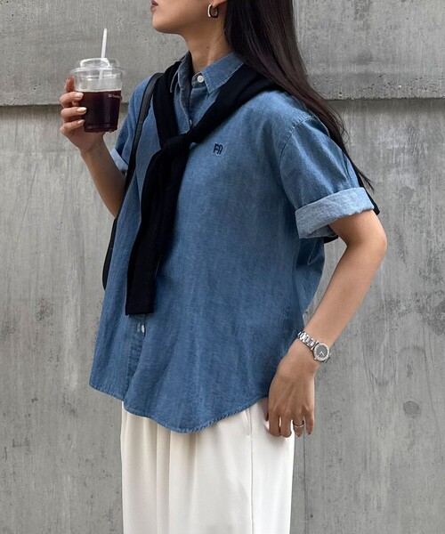 ブラウス シャツ FR刺繍半袖シャツ レディース fredy emue ブラウス シャツ FR刺繍半袖シャツ レディース