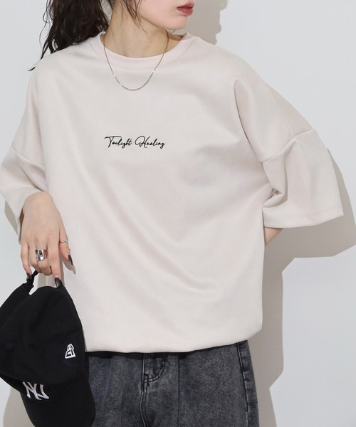Growth by in the attic tシャツ スエード プリント/刺繍 半袖Tシャツ