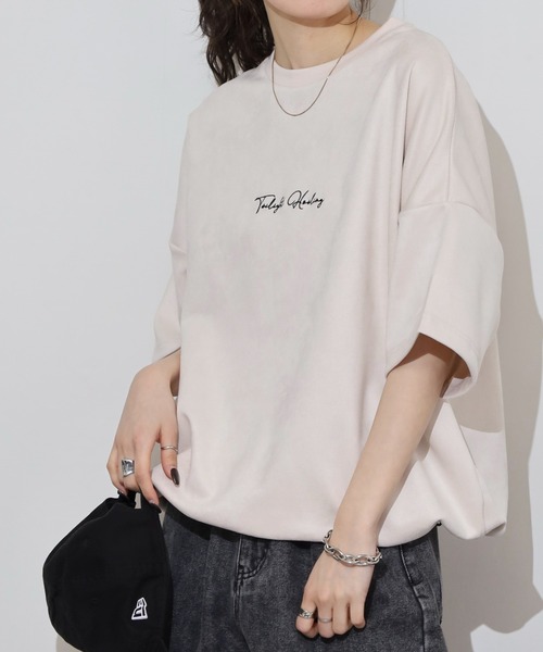 Growth by in the attic tシャツ スエード プリント/刺繍 半袖Tシャツ