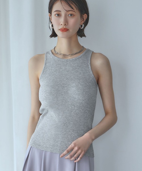 美品 24SS SHINYAKOZUKA タンクトップ ラメ 802P▲ Ampirula タンクトップ ノースリーブ カップ付きラメニットアメリカン