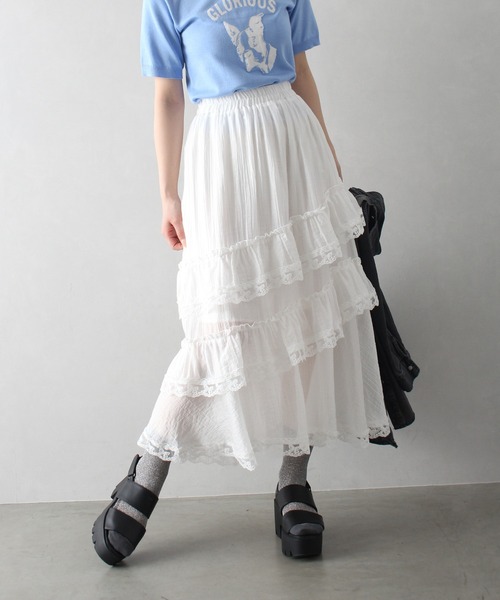 【新品】皺加工スカート SpRay スカート シワ加工フリルロングスカート : ZOZOTOWN Yahoo