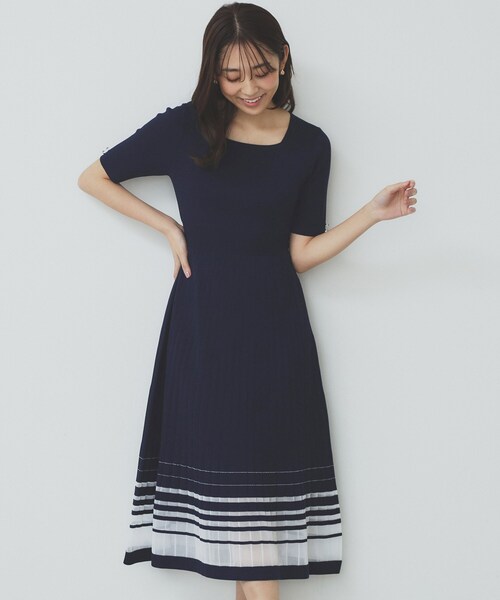 LINGOワンピース index ワンピース シアーラインニットワンピース「UV/洗濯機洗い