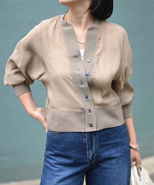 日本製 スタニングルアー　デニムジャケット　ノーカラー　Vネック　ゆったり　春服 最低 価格ファッション - 日本製 スタニングルアー デニム