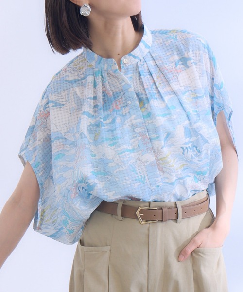 ブラウス シャツ 「KATHARINE ROSS」海の生物たちプリントブラウス レディース