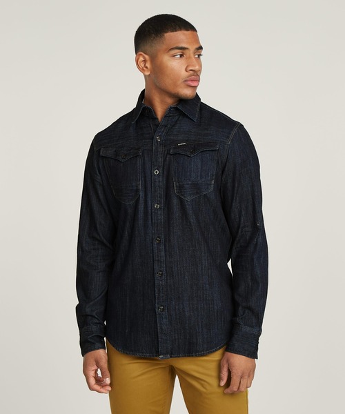 G-STAR RAW シャツ ARC 3D SLIM SHIRT/立体裁断スリムデニムシャツ