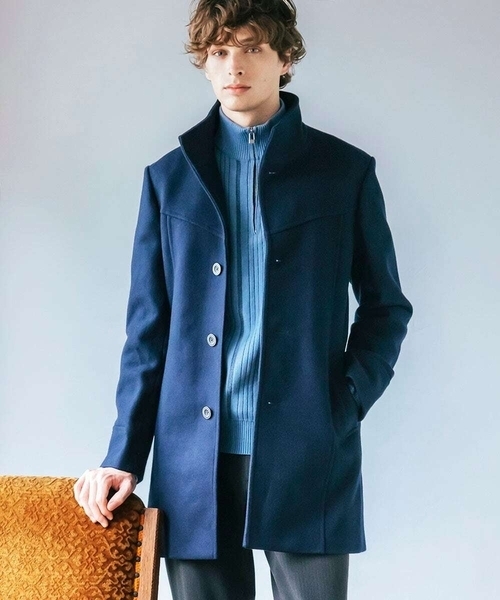 「MK MICHEL KLEIN HOMME 」 ステンカラーコート X-LARGE ネイビー メンズ_画像2