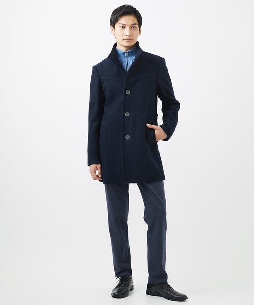 「MK MICHEL KLEIN HOMME 」 ステンカラーコート X-LARGE ネイビー メンズ_画像3