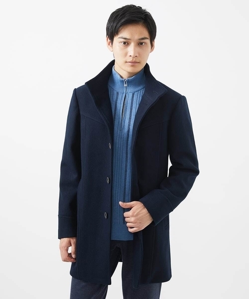 「MK MICHEL KLEIN HOMME 」 ステンカラーコート X-LARGE ネイビー メンズ_画像7