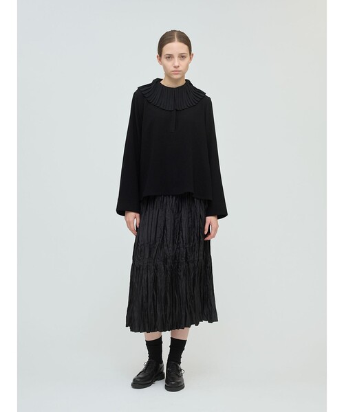 mizuiroind（ミズイロインド） ブラウス シャツ プリーツカラーシャツ