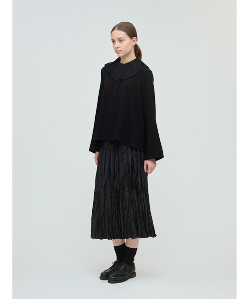 mizuiroind（ミズイロインド） ブラウス シャツ プリーツカラーシャツ