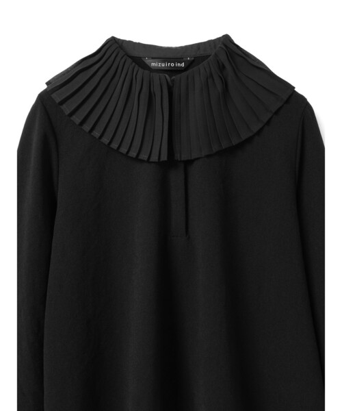mizuiroind（ミズイロインド） ブラウス シャツ プリーツカラーシャツ