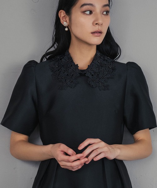 GIRL DRESS FOR NOW ドレス フラワーレースカラー コクーン ドレス
