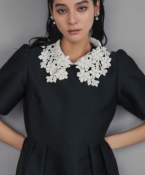 GIRL DRESS FOR NOW ドレス フラワーレースカラー コクーン ドレス