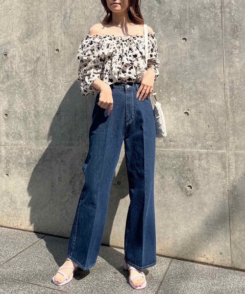 [one after another NICE CLAUP] обработка Denim брюки MEDIUM оттенок голубого прочее женский 