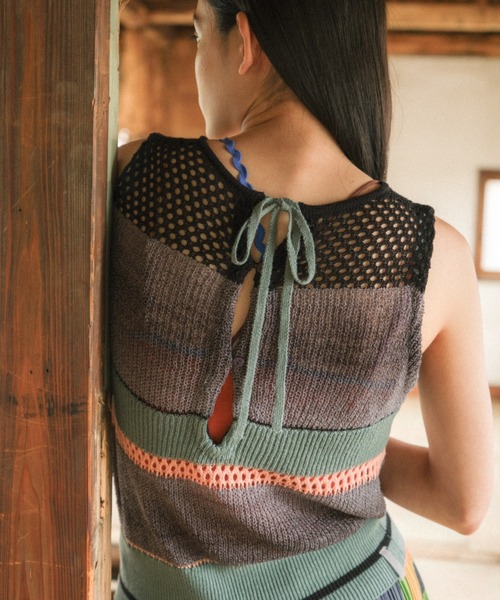 ベスト ジレ 2 way see-through knit vest レディース PAMM ベスト ジレ 2 way see-through knit vest レディース