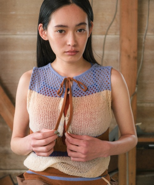 ベスト ジレ 2 way see-through knit vest レディース PAMM ベスト ジレ 2 way see-through knit vest レディース