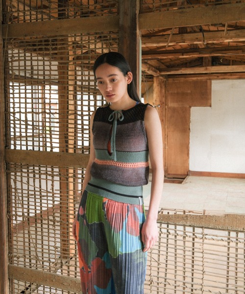 PAMM ベスト ジレ 2 way see-through knit vest レディース