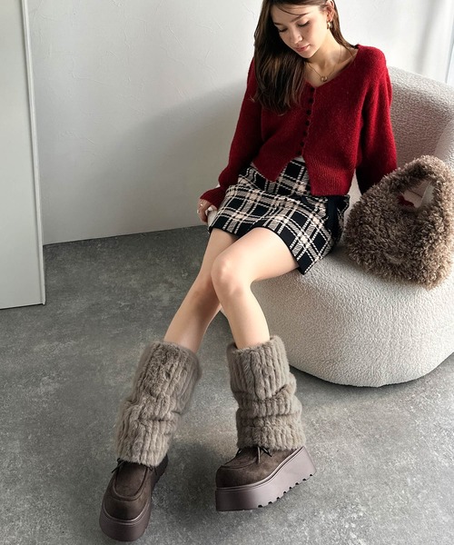 mily bilet ブーツ 「mily bilet」ファー着脱可能♪2WAYヌバック調