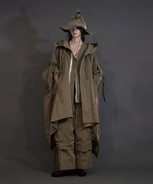ポンチョ 「my beautiful landlet」 POLYESTER YARN DYED GABARDINE PONCHO メンズ レディースの画像