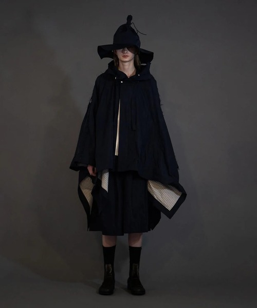 ポンチョ 「my beautiful landlet」 POLYESTER YARN DYED GABARDINE PONCHO メンズ レディースの画像