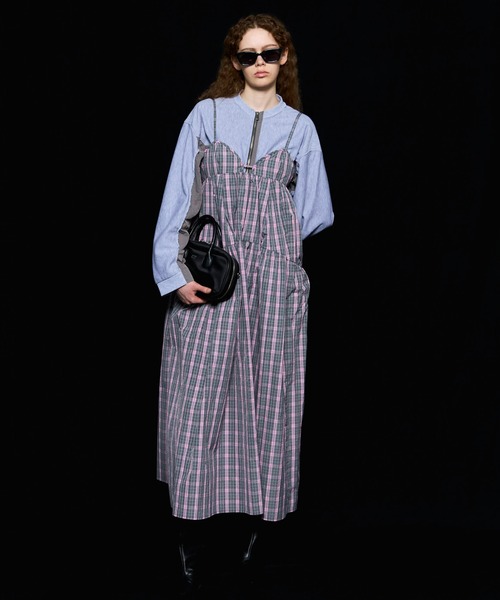 MAISON SPECIAL（メゾンスペシャル） ワンピース 半袖 Plaid Taffeta
