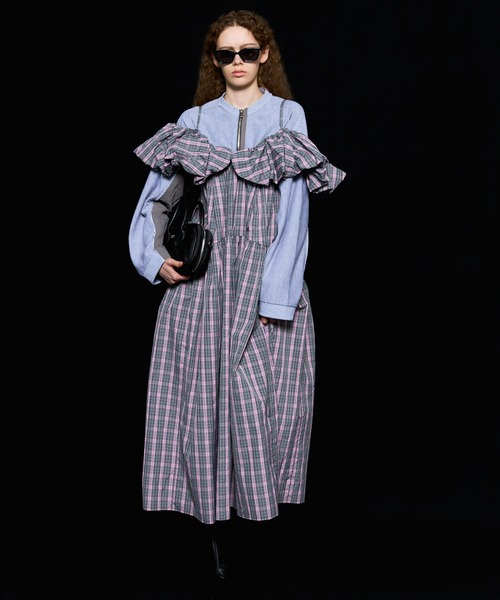 スカート MAISON SPECIAL Volume Onepiece MAISON SPECIAL ワンピース 「25AW PRE-ORDER」Plaid Taffeta