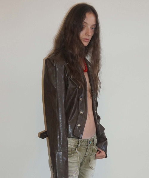 sculptor ナポリタンジャケット ブラック SCULPTOR（スカルプター） コート アウター Napoleon Eco Leather