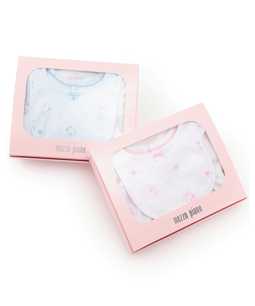 mezzo piano 出産祝い 「BOX付」エンジェルウサギ柄2wayオール＆スタイ